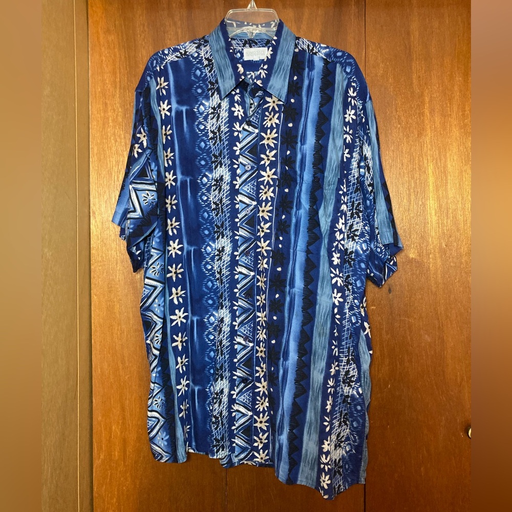 Vintage KINGSIZE Shirt Mens XLT Short Sleeve Rayon Button Up